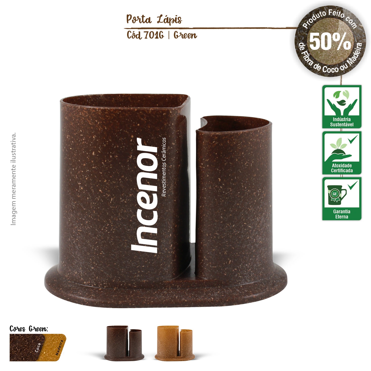 PORTA LÁPIS E CANETA ECOLÓGICO DE FIBRA DE COCO OU MADEIRA